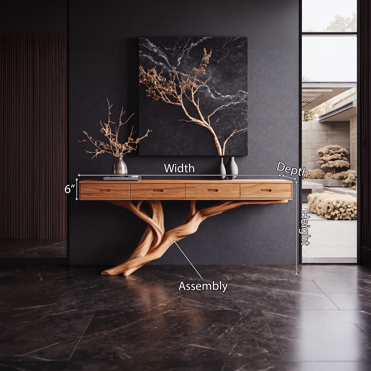 Mid Century Wooden Console Table For Living Room Contemporary Accent - Image 8