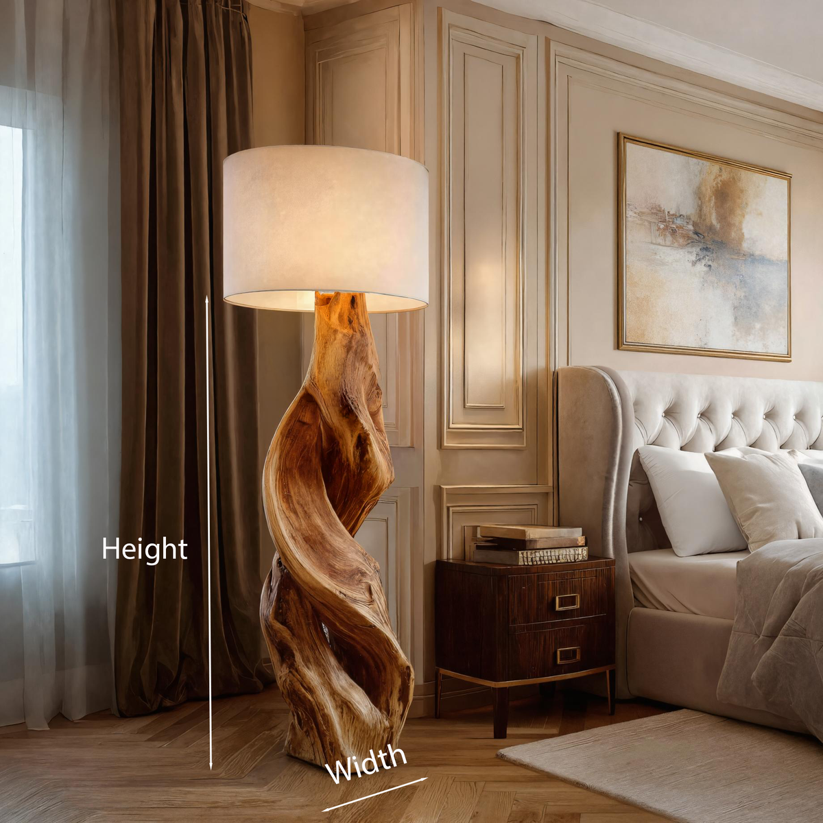 Rustic Sculptural Floor Lamp With Twisted Base For Bedroom - Image 8