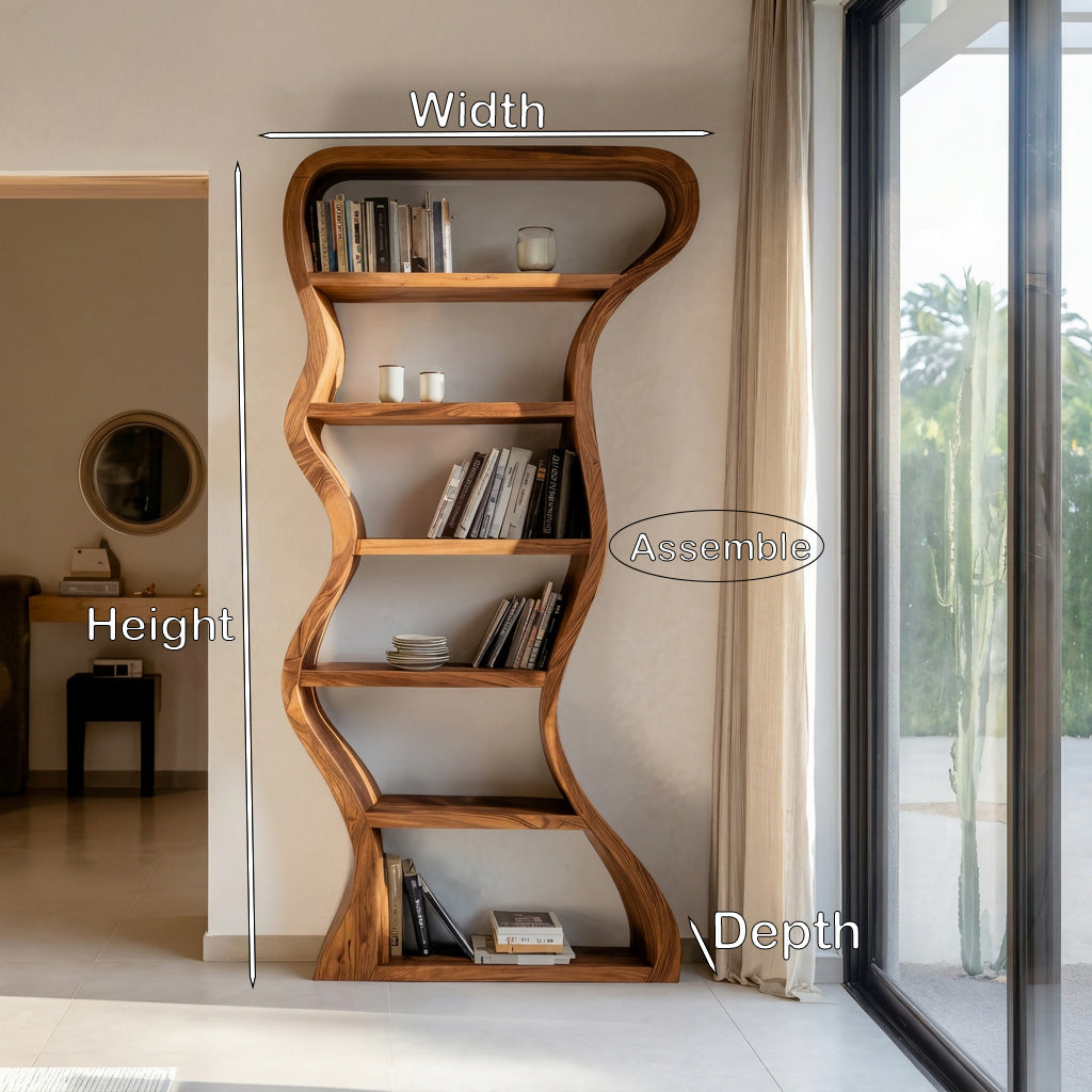 Organic Sculpture Wavy Bookshelf For Living Room Or Office Furniture - Image 8