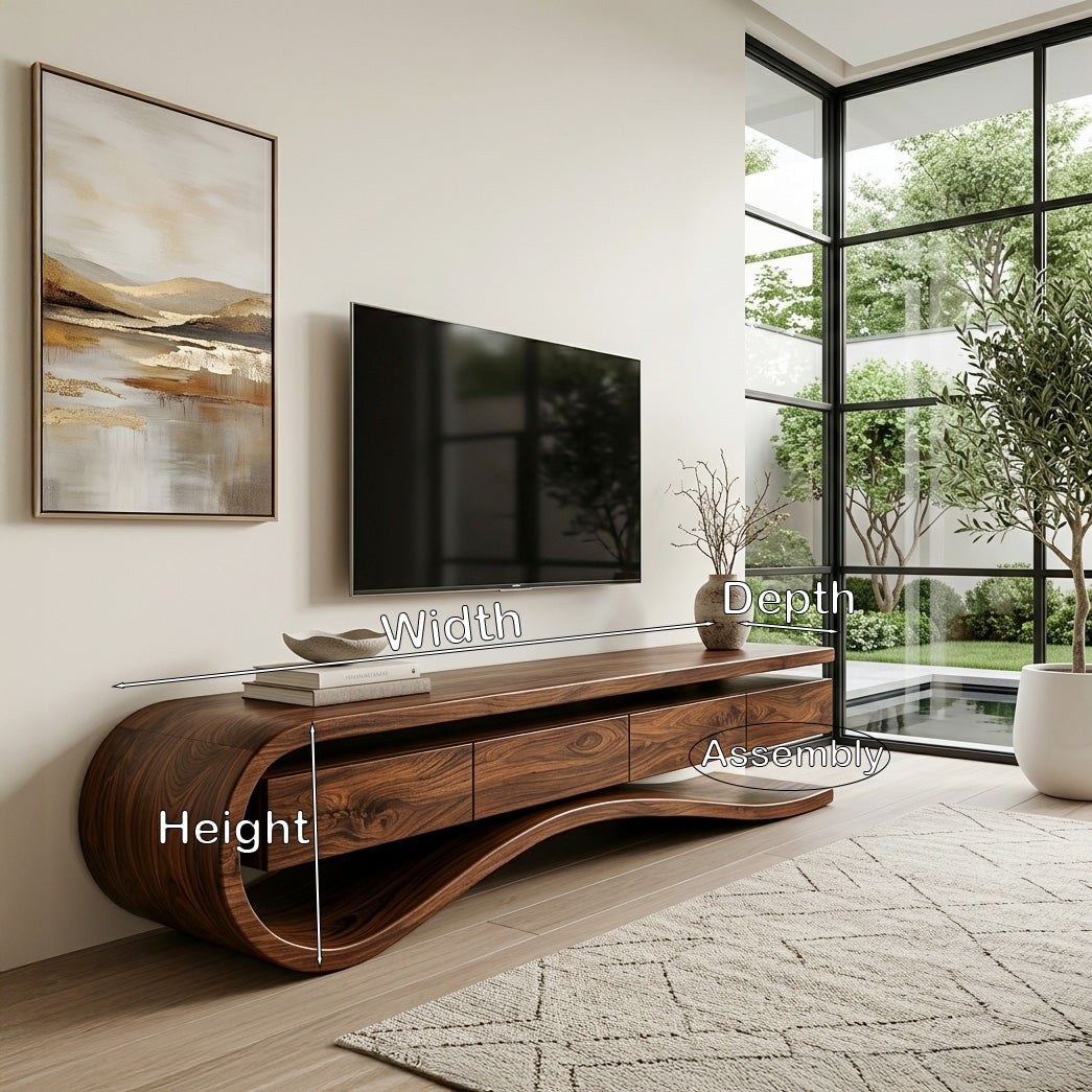 Contemporary Curved Rounded TV Console For Designer Living Room - Image 8