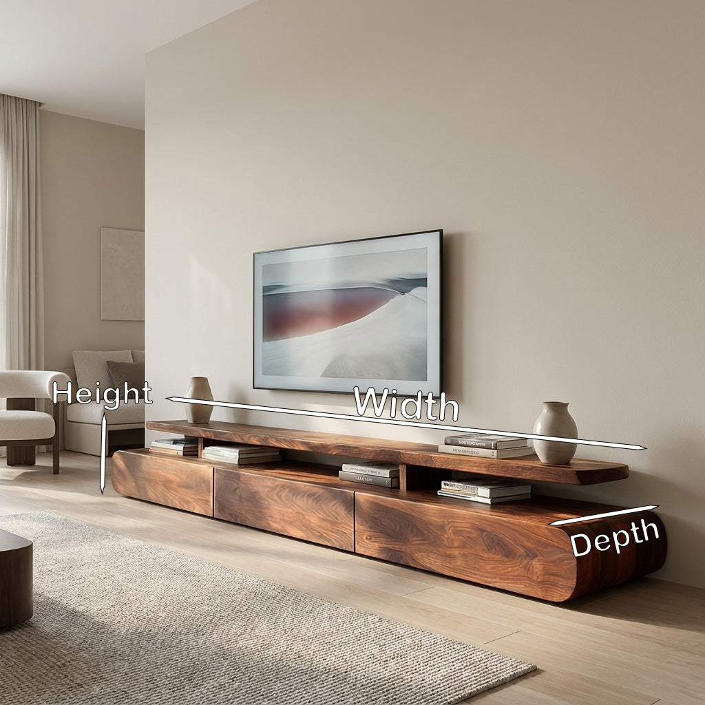 Modern Organic Natural Wood TV Stand For Living Room - Image 8