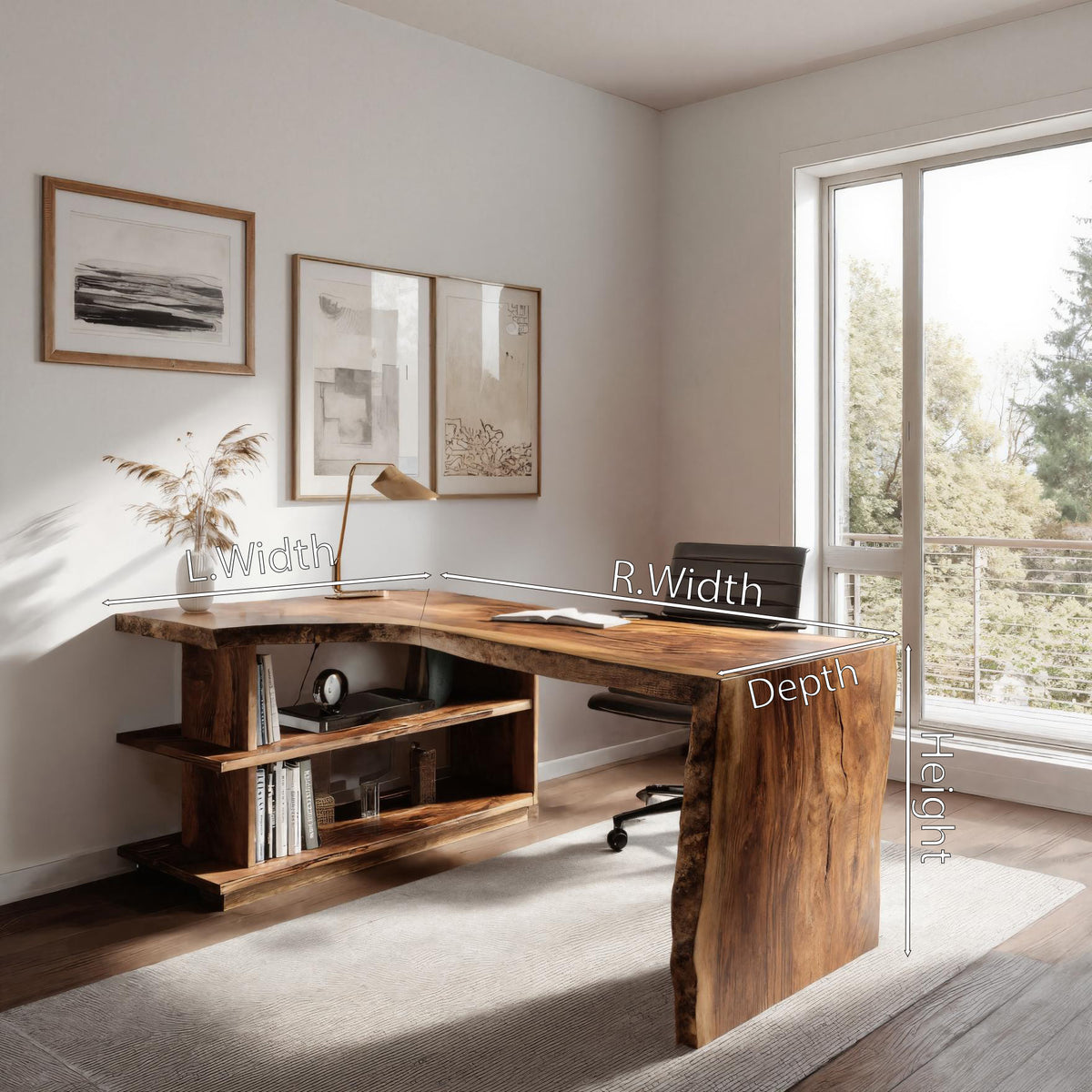 Modern L Shaped Desk With Bookshelf For Home Office - Image 8