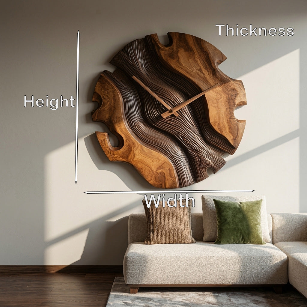 Elegant Sculptural Wooden Wall Clock For Living Room - Image 7