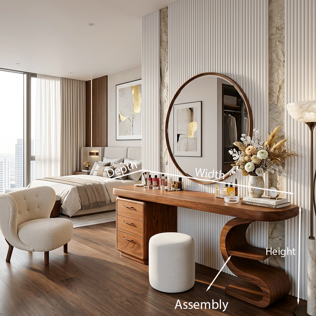 Modern Sculptural Vanity Table For Dressing Area - Image 8