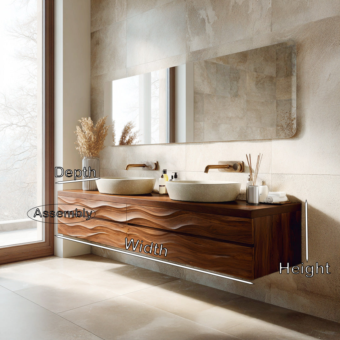 Modern Floating Bathroom Vanity With Wave Texture For Bathroom - Image 8