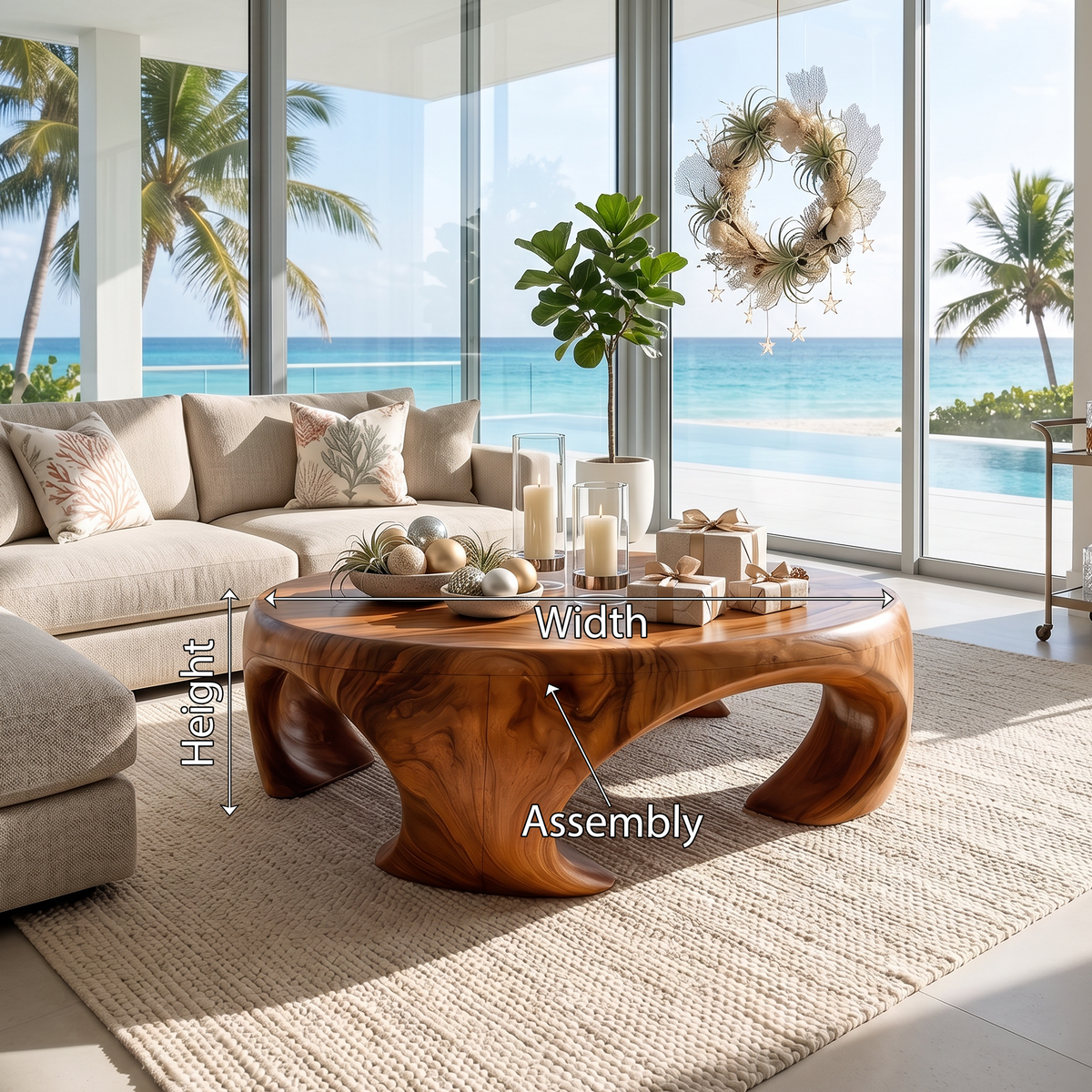 Farmhouse Wooden Coffee Table For Living Room Holiday Decoration - Image 8
