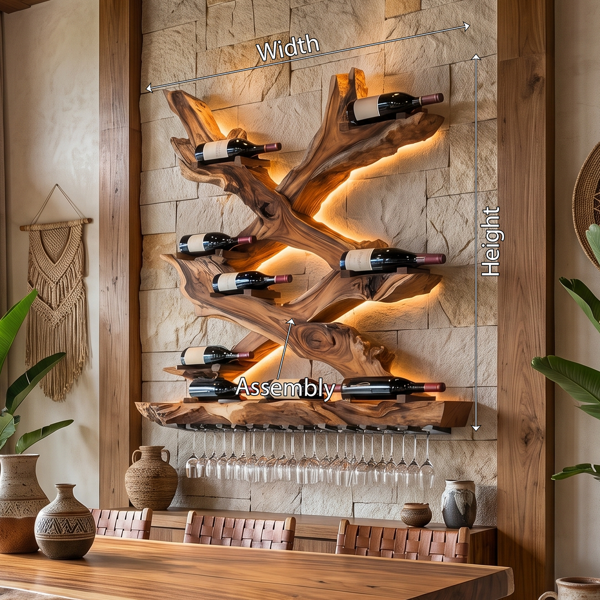 Mid Century Wine Rack For Living Room Bottle Display - Image 8