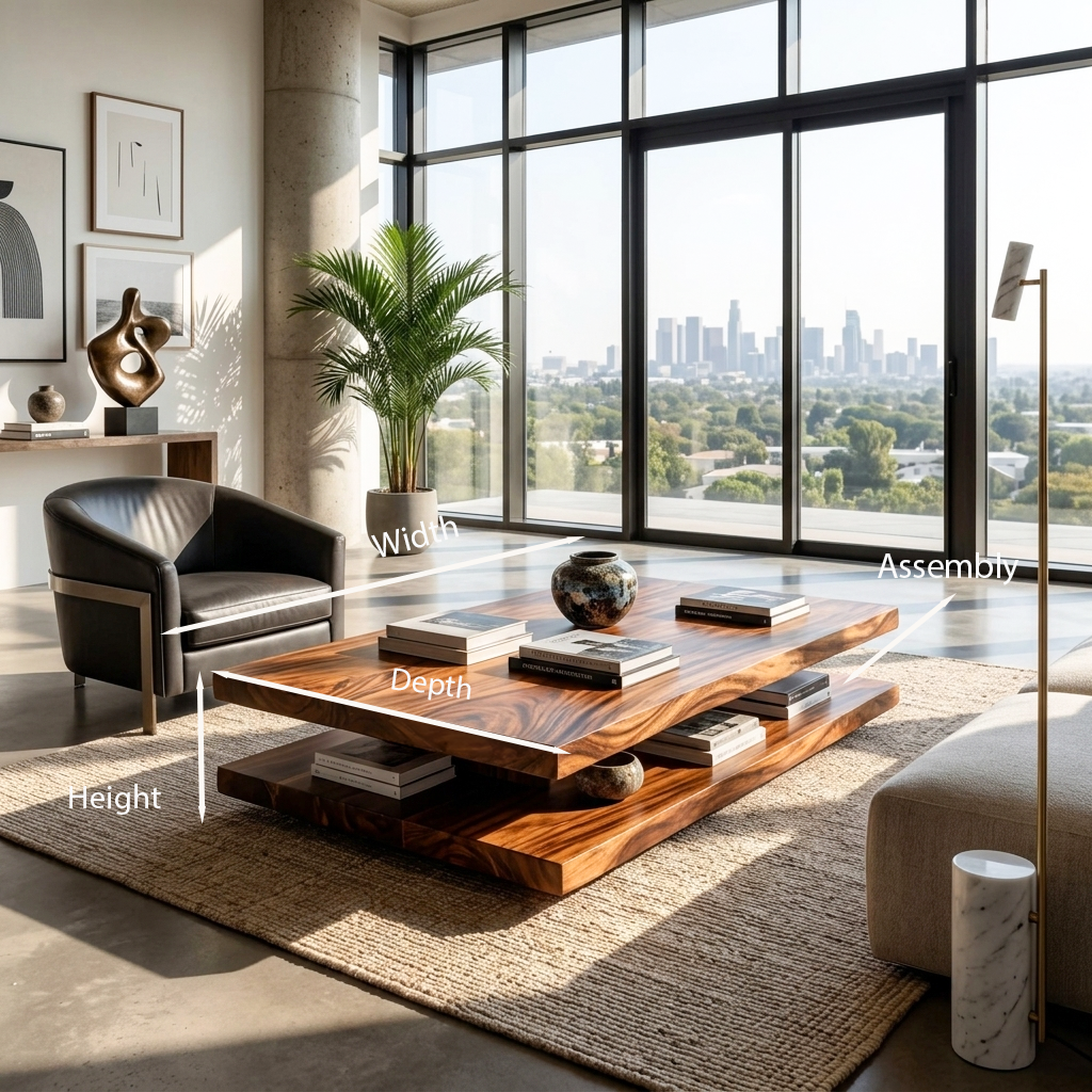 Elegant Wooden Coffee Table Two Layers For Living Room - Image 8