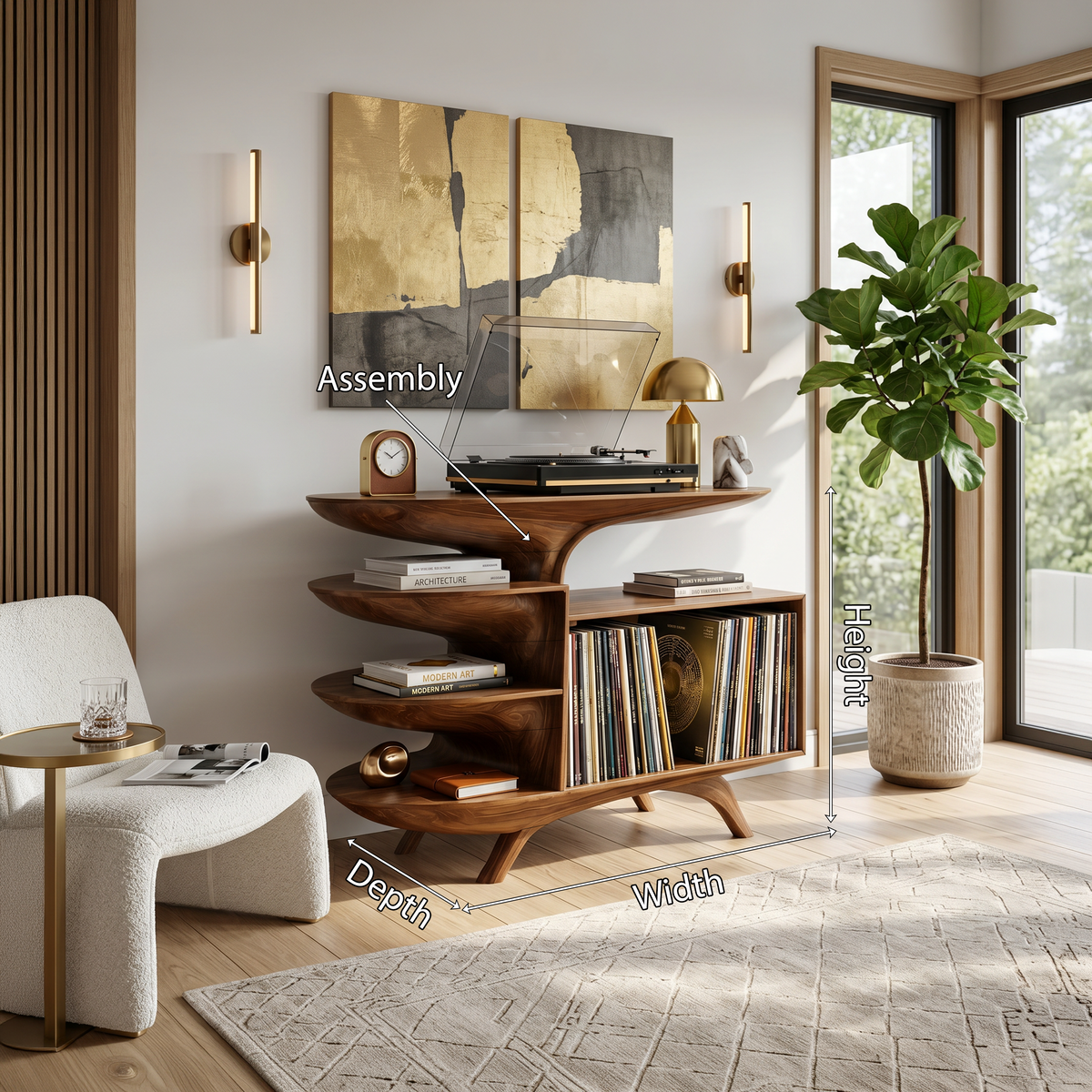 Modern Wooden Record Stand For Bedroom Interior Design Style - Image 8