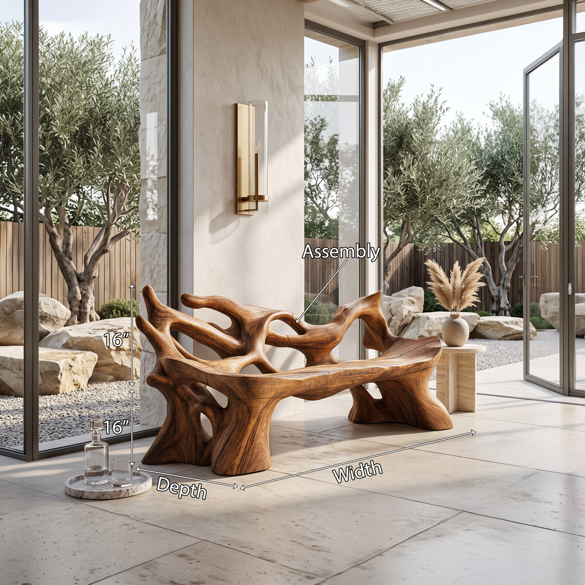 Farmhouse Wooden Bench For Weather Resistant Patio Decor - Image 8