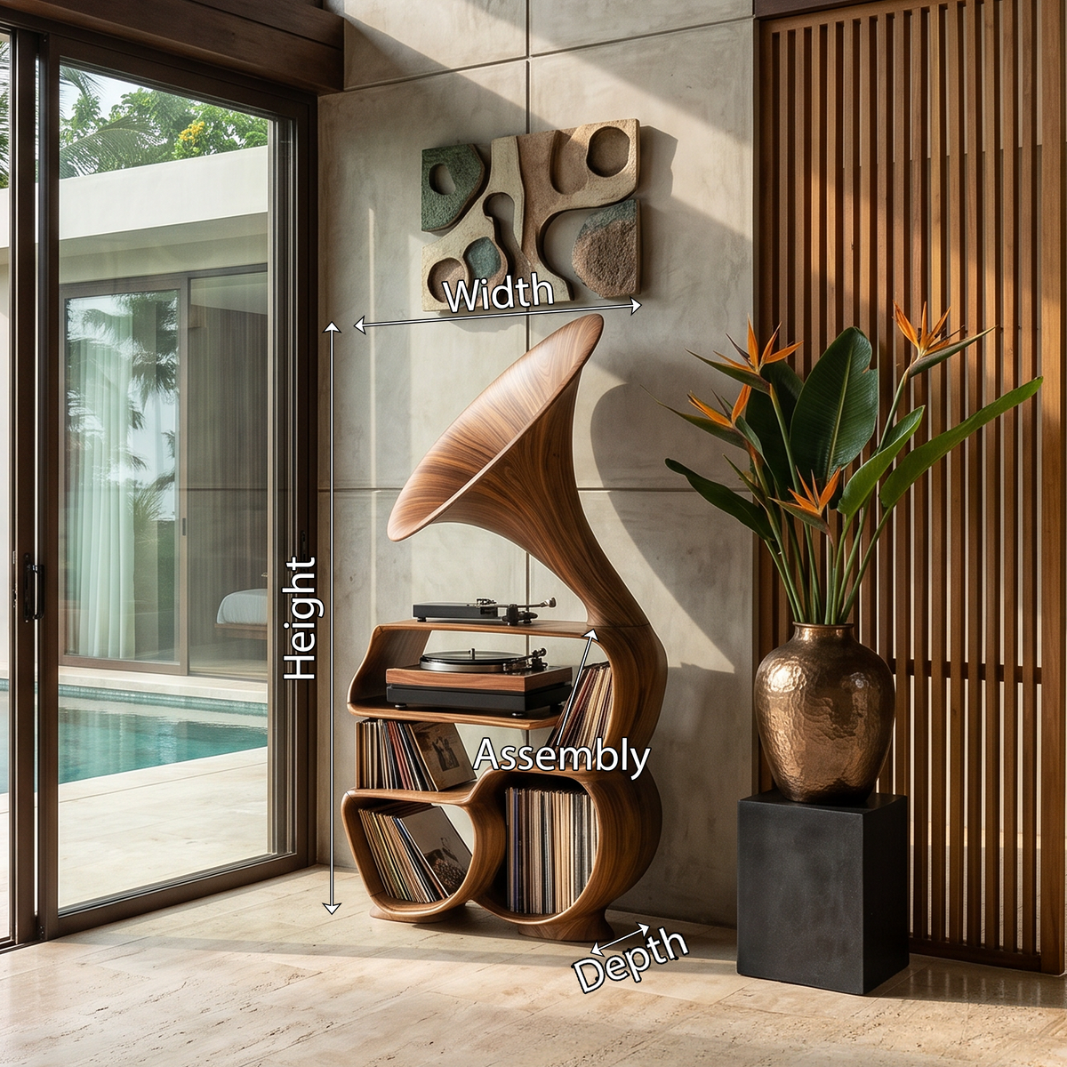 Mid Century Record Player Stand For Bedroom Decor - Image 8