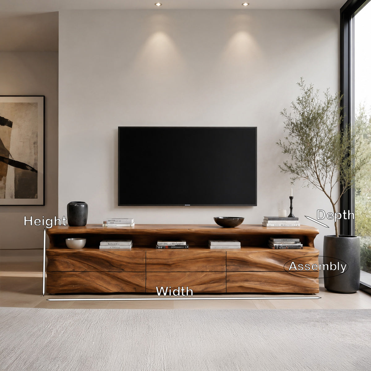Modern TV Console With Shelf And Drawers For Living Room - Image 2