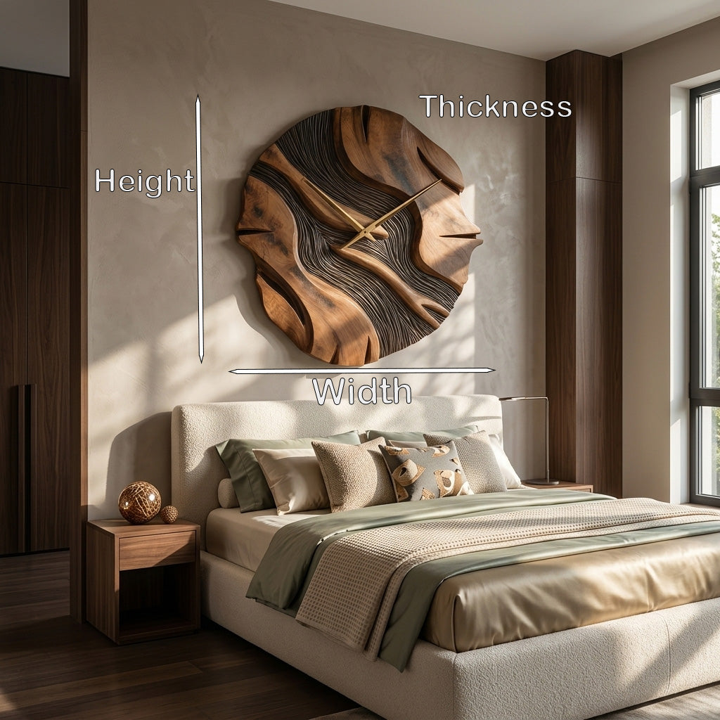 Organic Sculptural Wooden Wall Clock For Living Room - Image 8