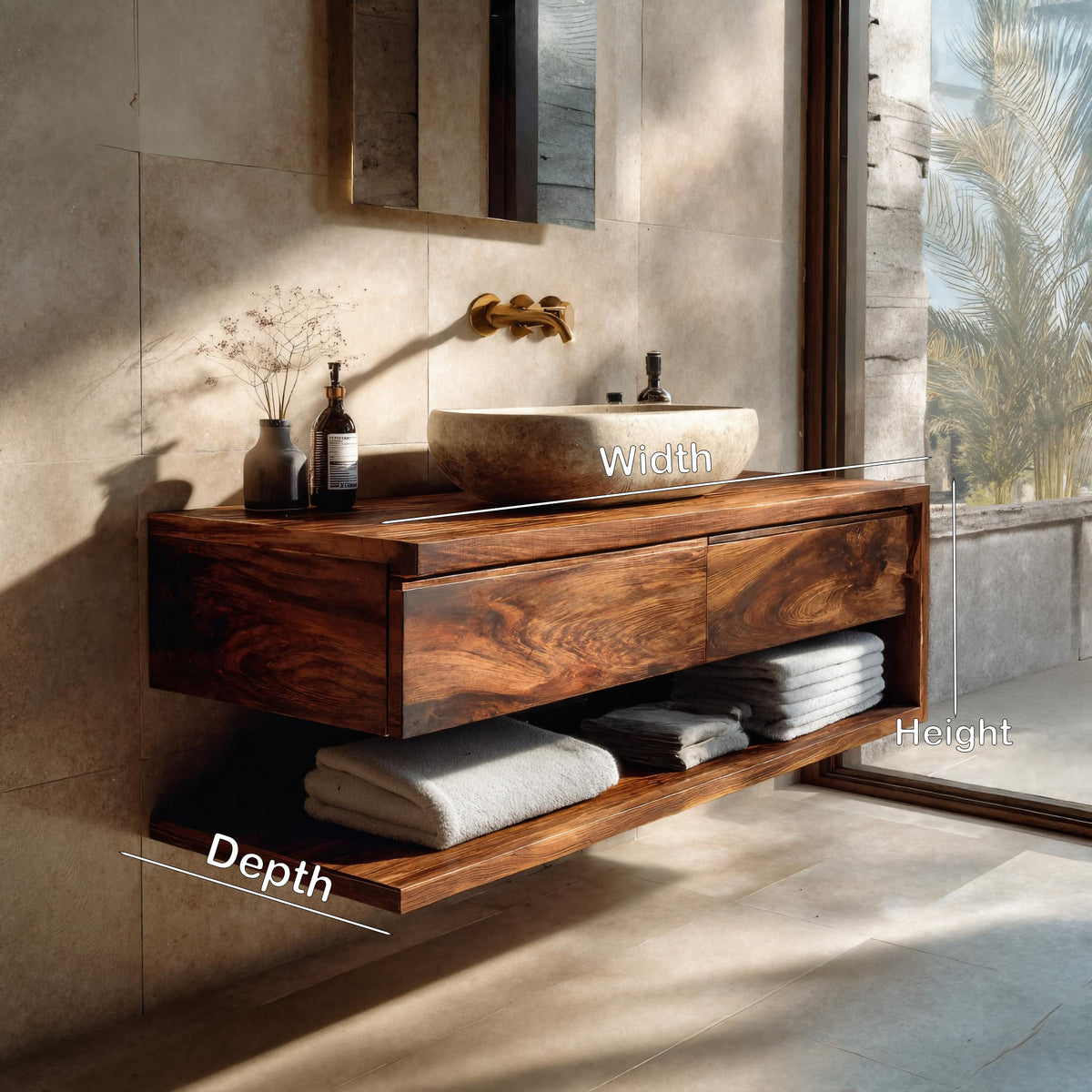 Contemporary Wall Mounted Wood Bathroom Vanity For Bathroom - Image 8