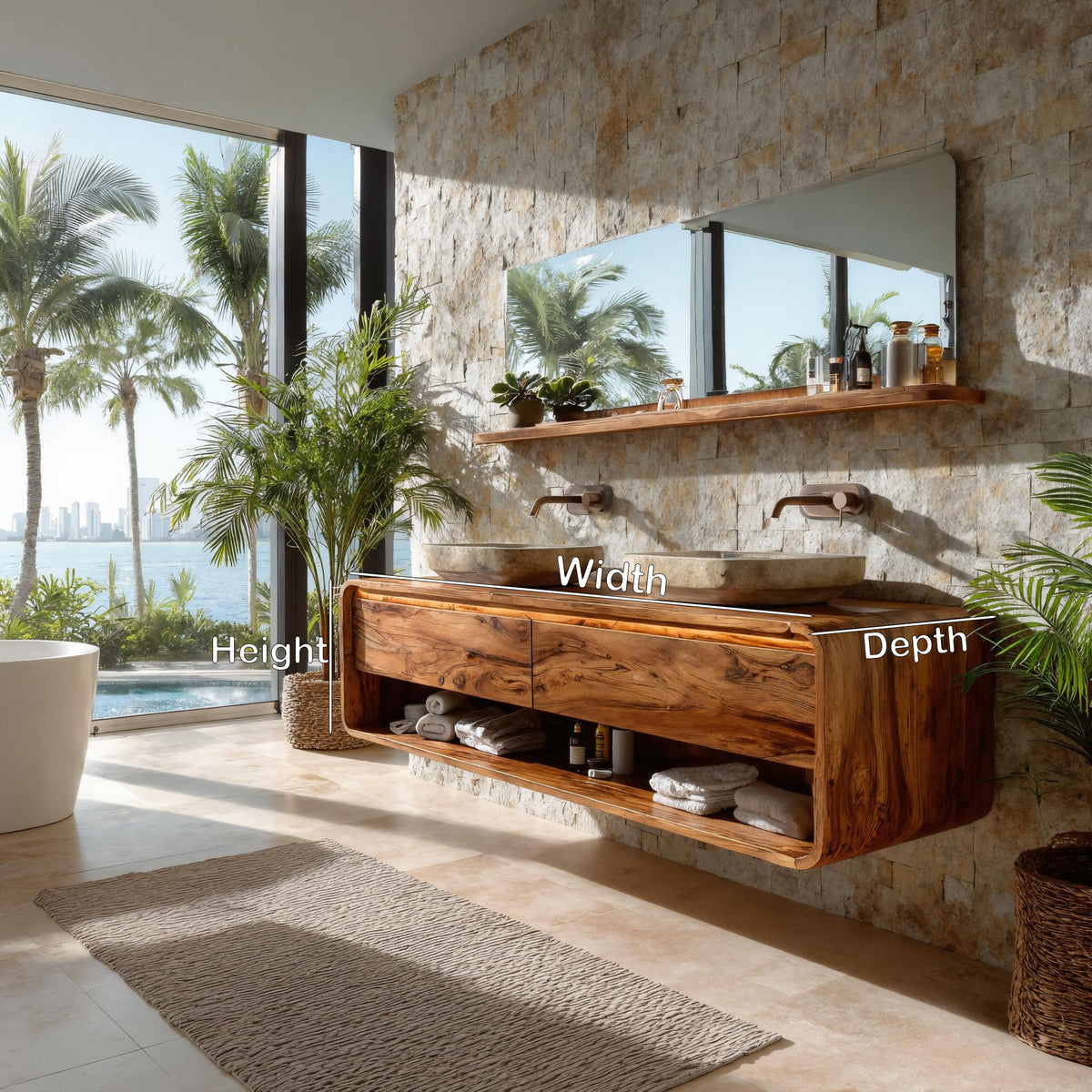 Minimalist Floating Wood Bathroom Vanity For Bathroom Areas - Image 8