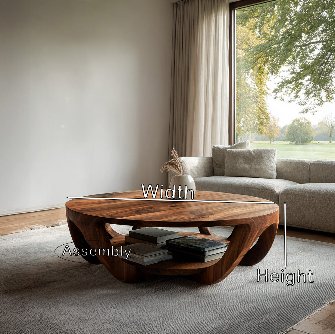 Modern Round Coffee Table With Shelving For Living Room - Image 2
