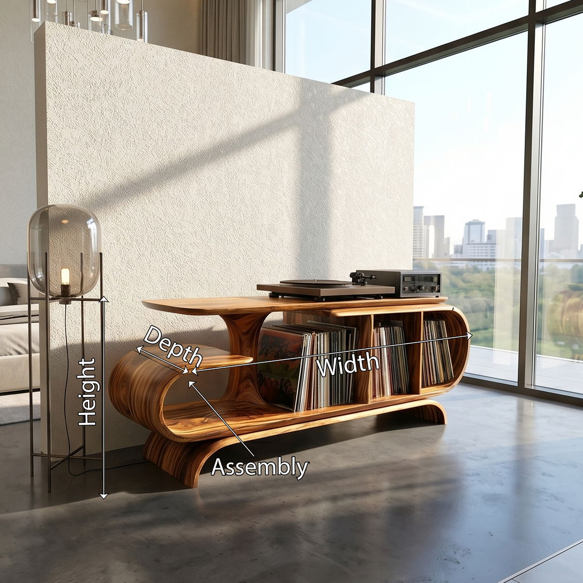 Organic Wave Vinyl Record Cabinet Modern Loft - Image 8