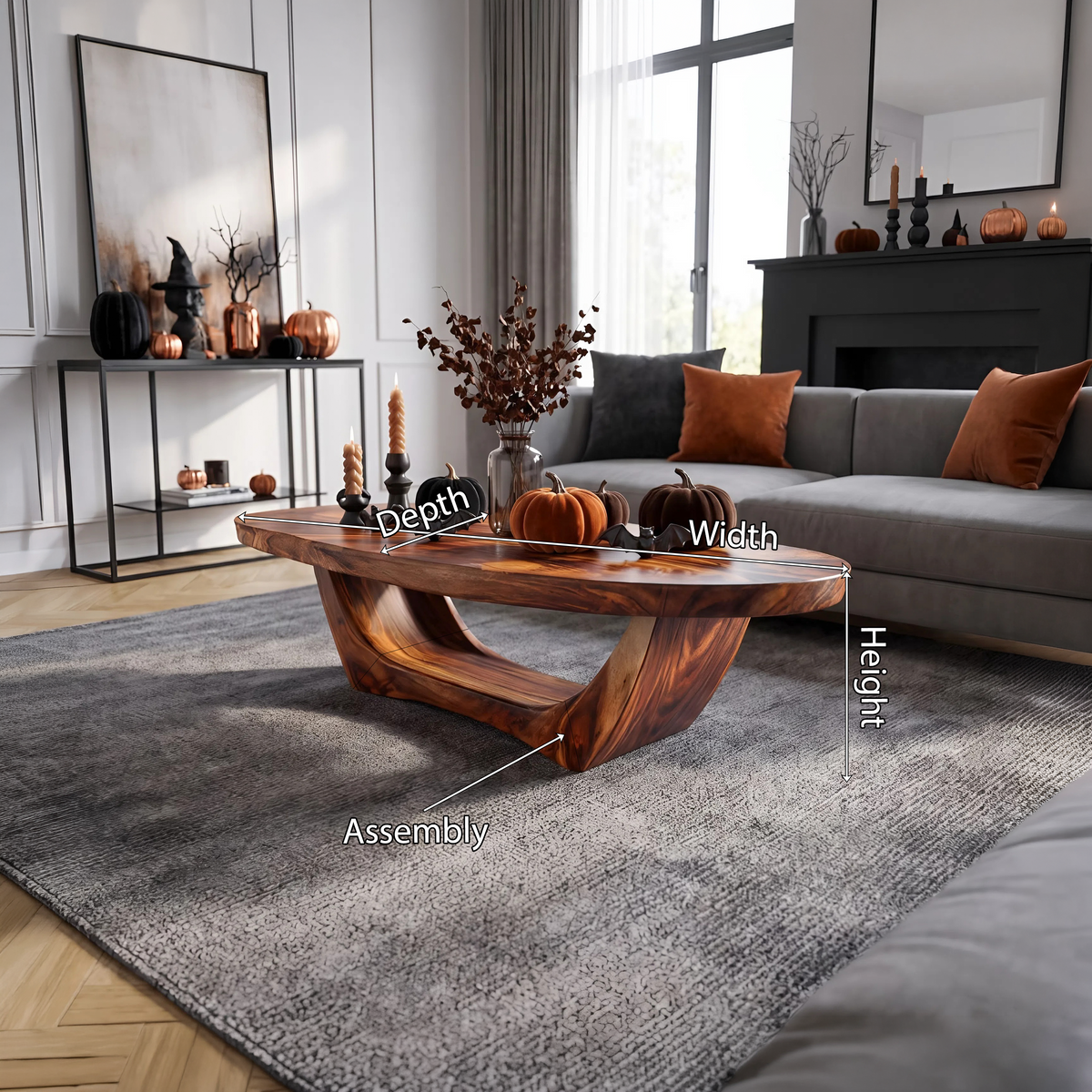 Handcrafted Wooden Live Edge Coffee Table For Living Room Halloween Style - Image 8