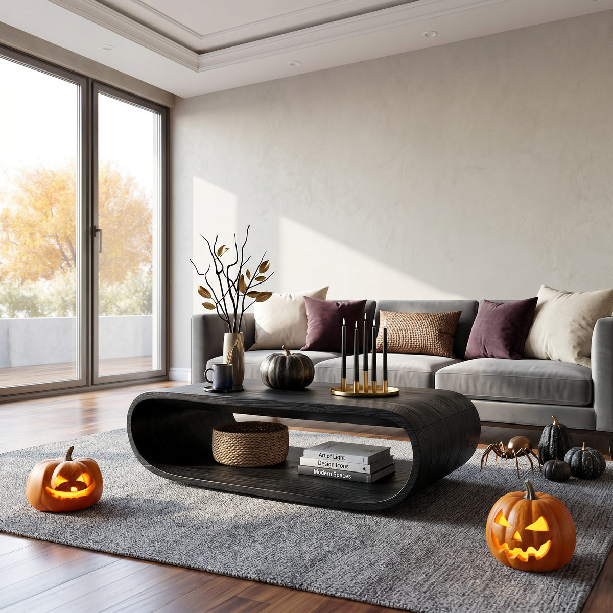 Mid Century Wooden Live Edge Coffee Table For Living Room Halloween Decor - Image 4