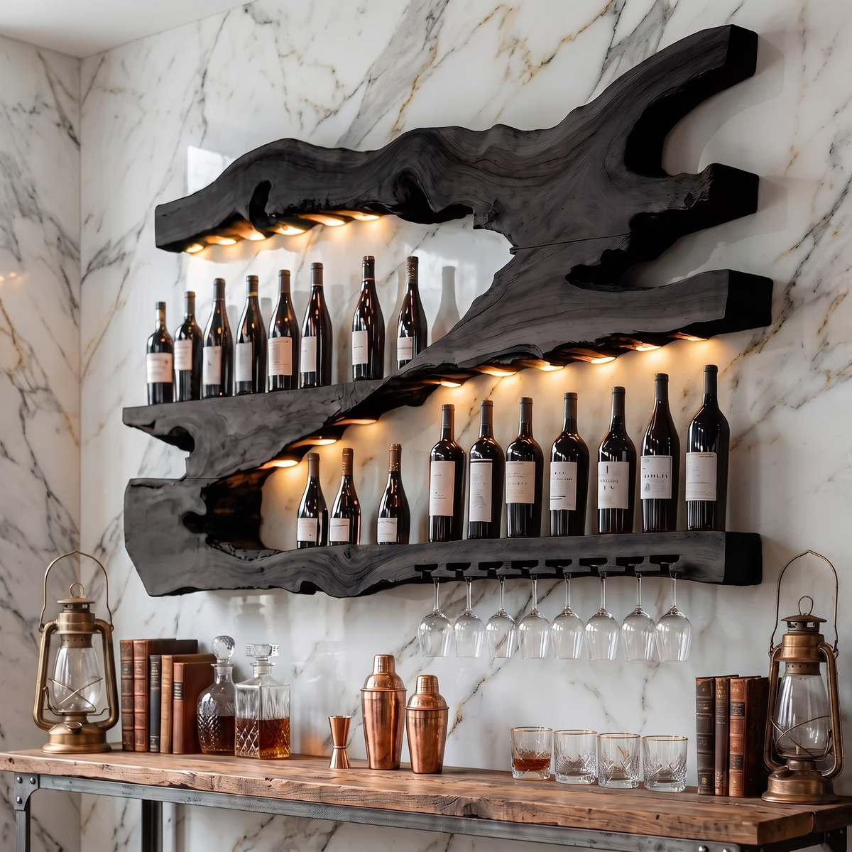 Mid Century Wine Holder For Kitchen Minimalist Shelf - Image 4