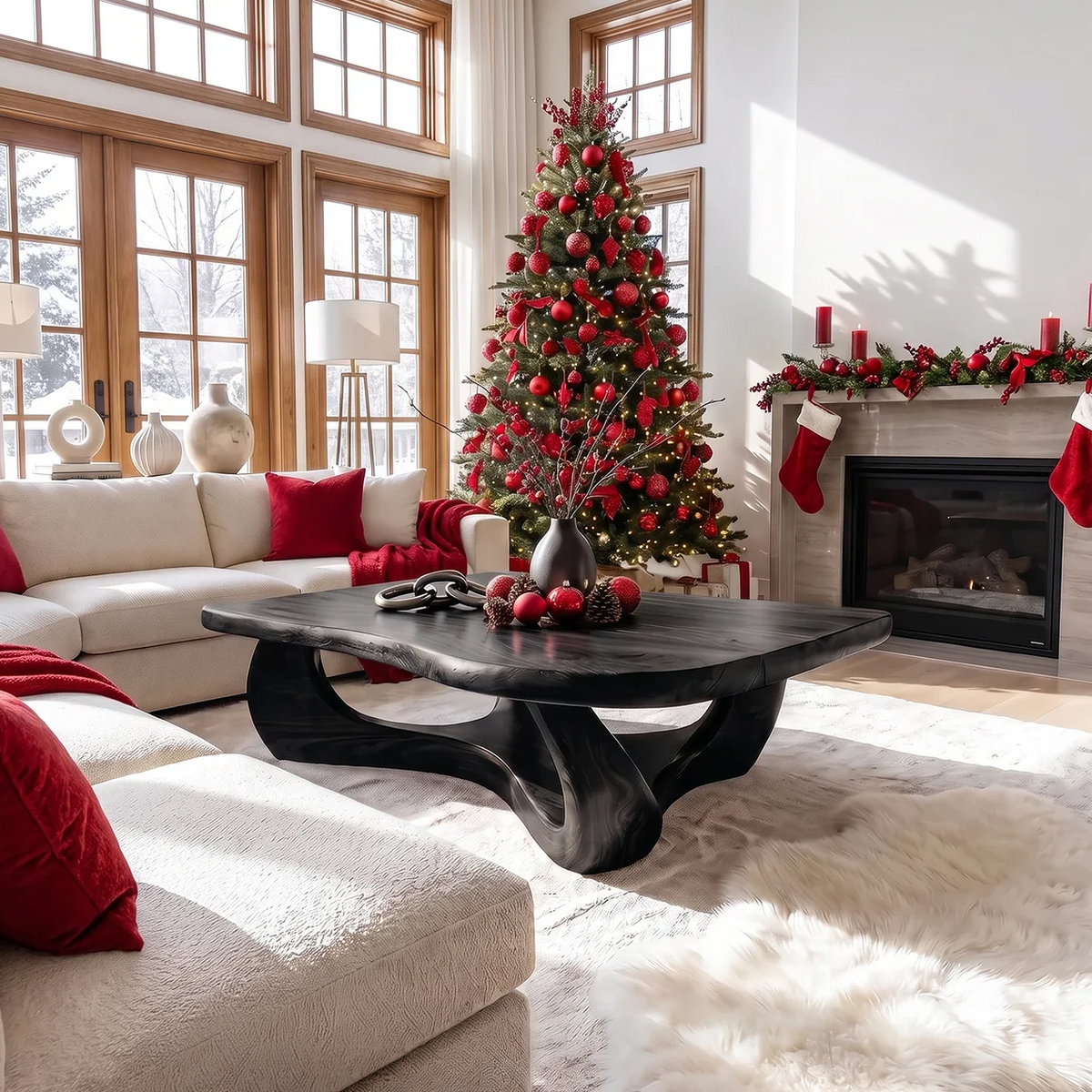 Rustic Wooden Live Edge Coffee Table For Holiday Home Furniture - Image 4