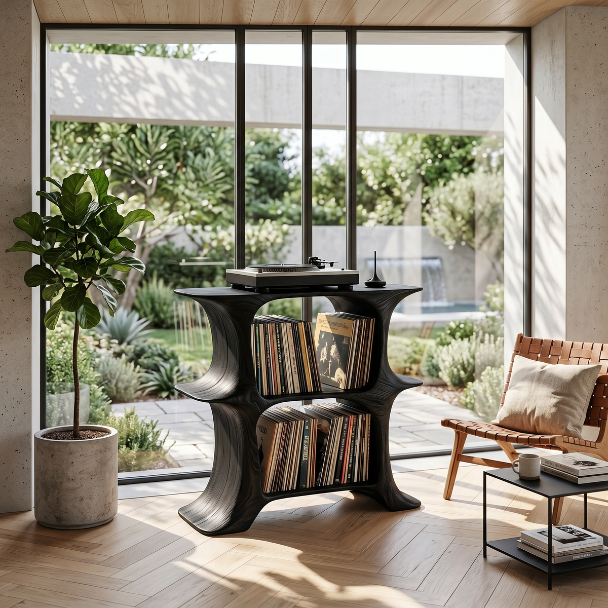 Rustic Record Stand Vintage Living Room Vibe - Image 4