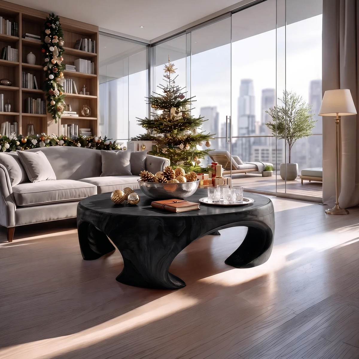 Farmhouse Wooden Coffee Table For Living Room Holiday Decoration - Image 4