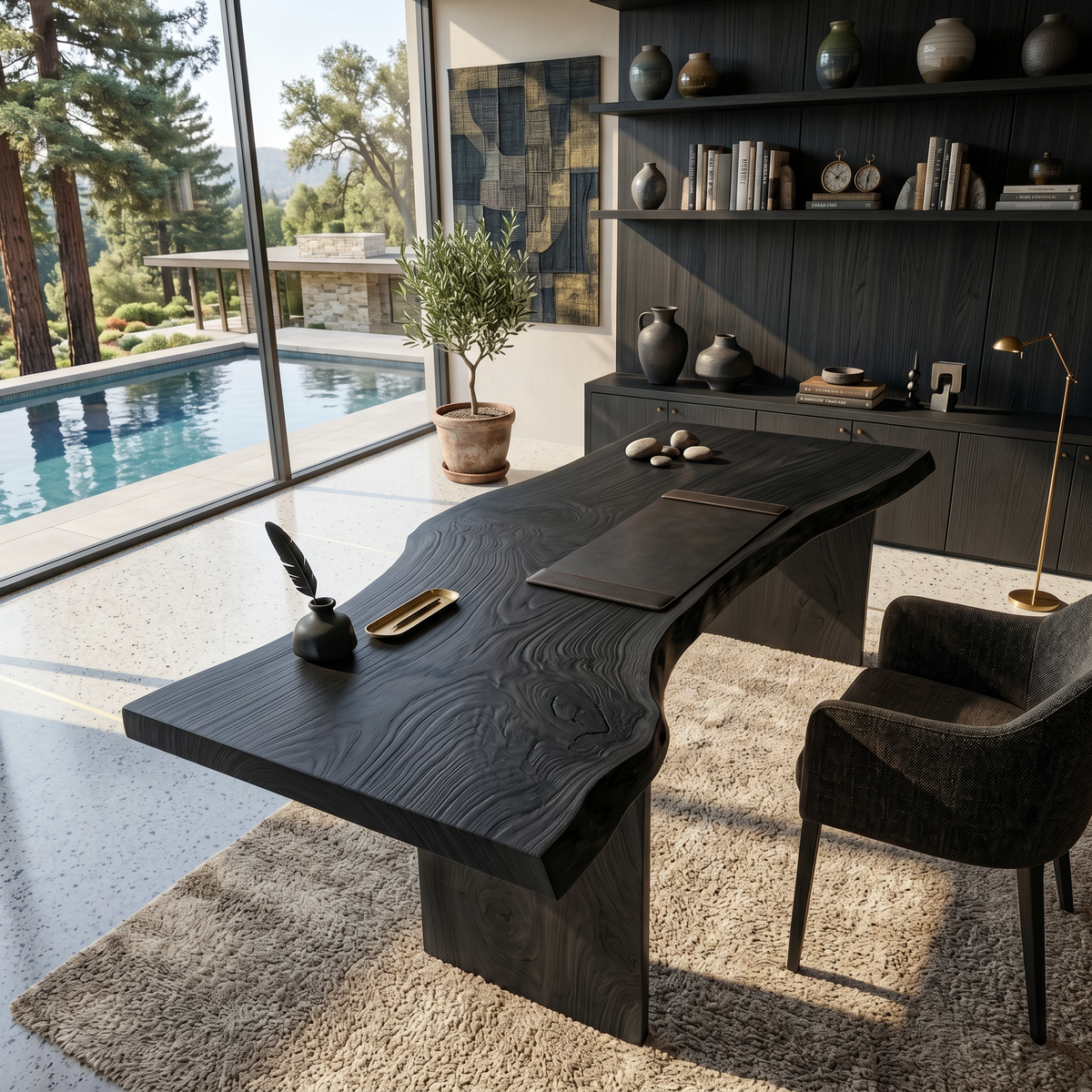 Modern Organic Curved Office Desk For Executive Or Creative Workspace - Image 4