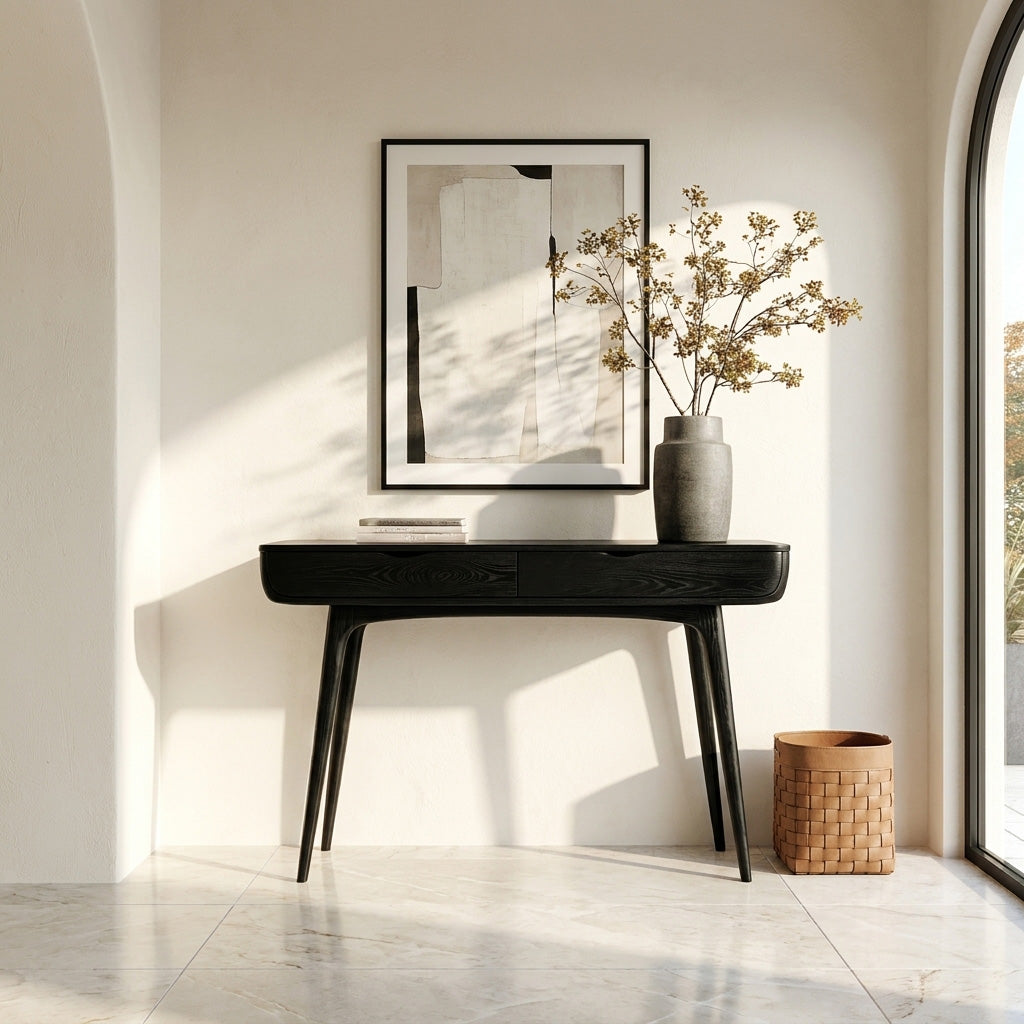 Mid Century Natural Wood Console Table For Hallway Decor - Image 4