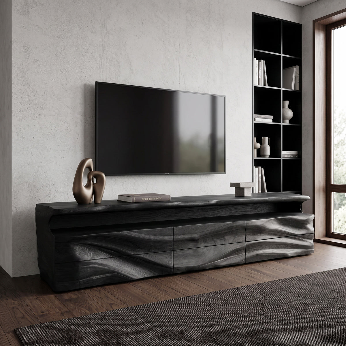 Modern TV Console With Shelf And Drawers For Living Room - Image 3