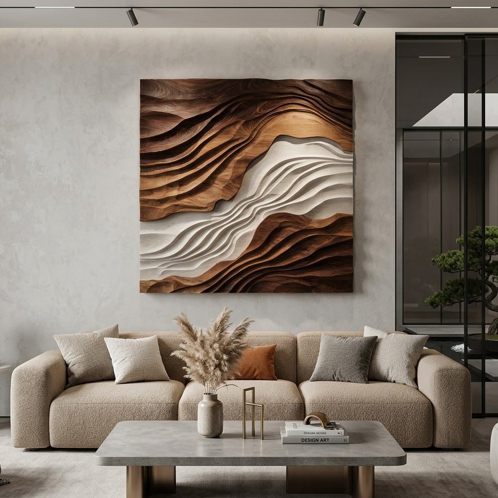 Contemporary Sculptural Wave Wall Art For Living Room - Image 4