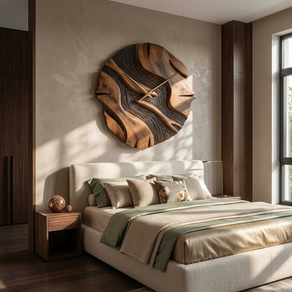 Organic Sculptural Wooden Wall Clock For Living Room - Image 5
