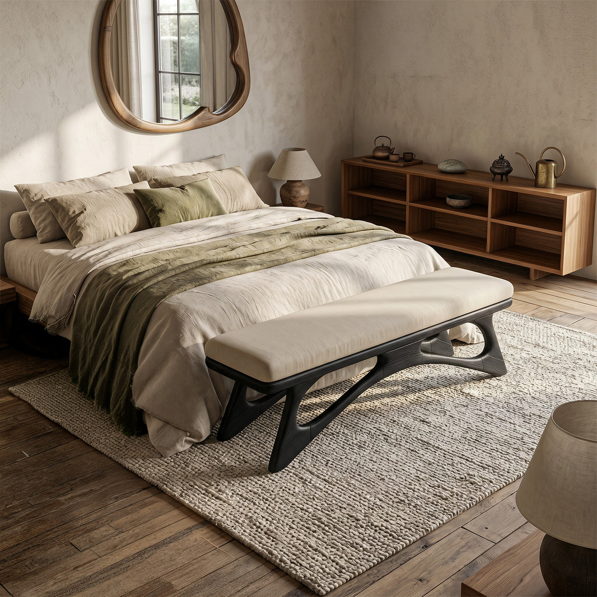 Modern Flowing Wood Bench For Furniture Accent - Image 4