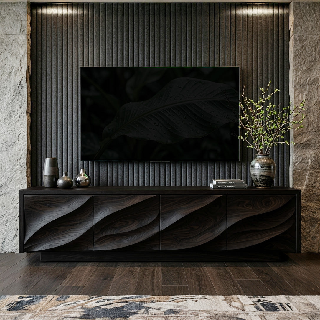 Modern Organic Wood TV Cabinet For Living Room - Image 3