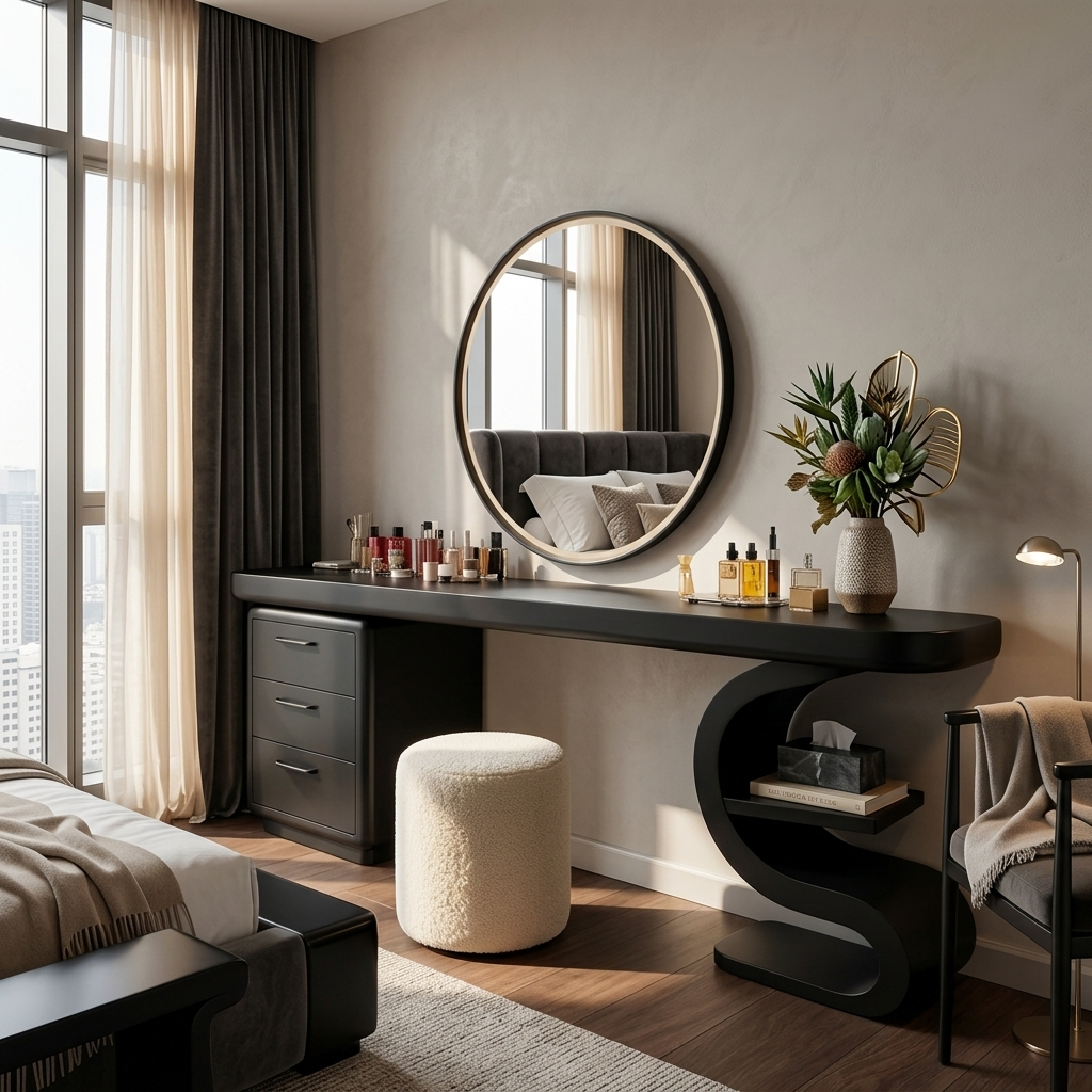 Modern Sculptural Vanity Table For Dressing Area - Image 4