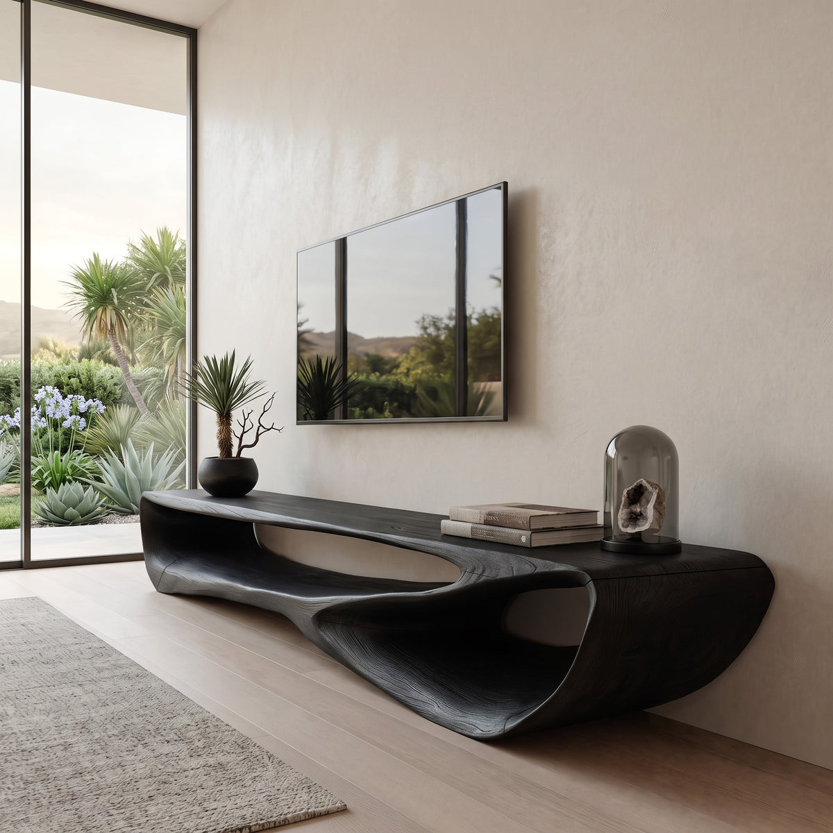 Minimal Curved TV Console For Living Room - Image 4
