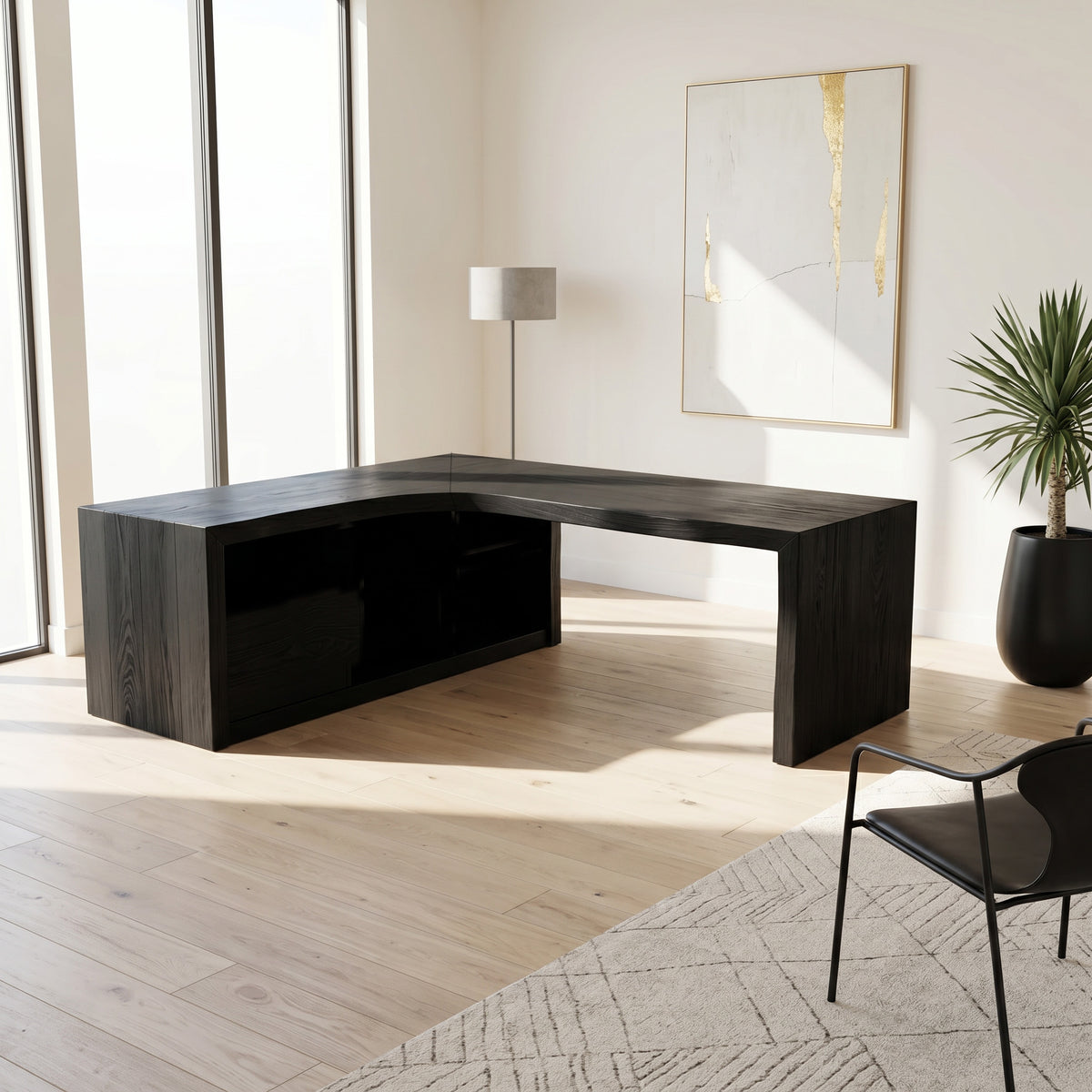 Modern Live Edge L Shaped Desk For Home Office - Image 2