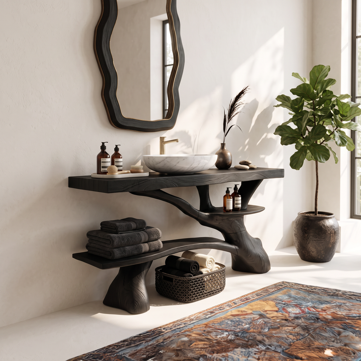 Modern Live Edge Tree Trunk Vanity For Contemporary Bathroom Furniture - Image 4