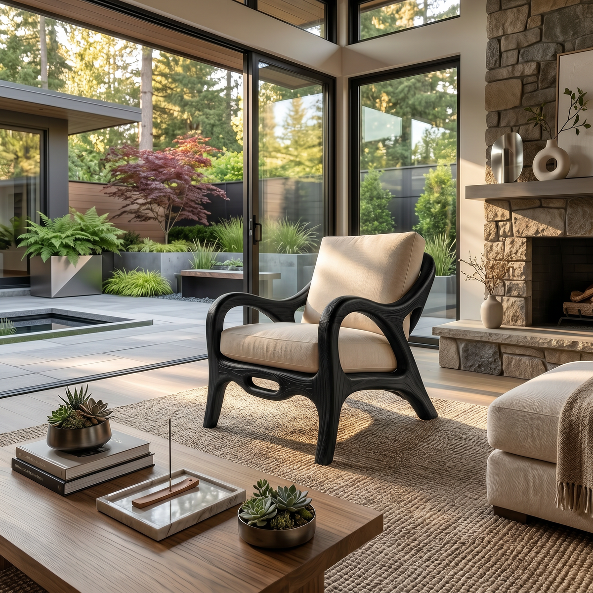 Organic Modern Sculptural Lounge Chair Luxury Living Room - Image 4
