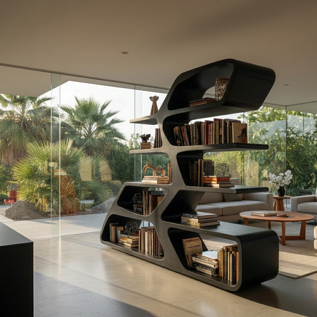Modern Sculptural Bookshelf For Living Room Decor - Image 4