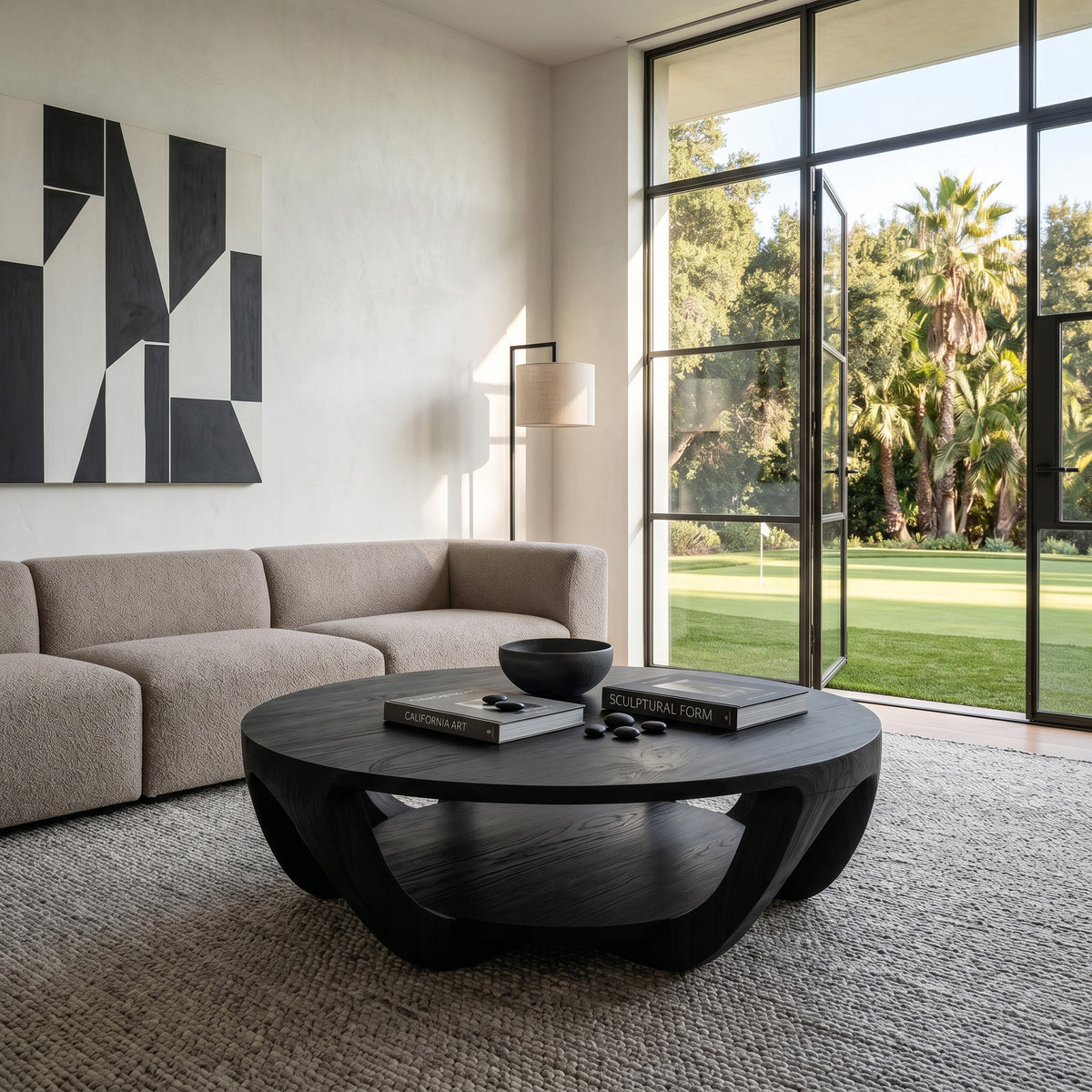 Modern Round Coffee Table With Shelving For Living Room - Image 3