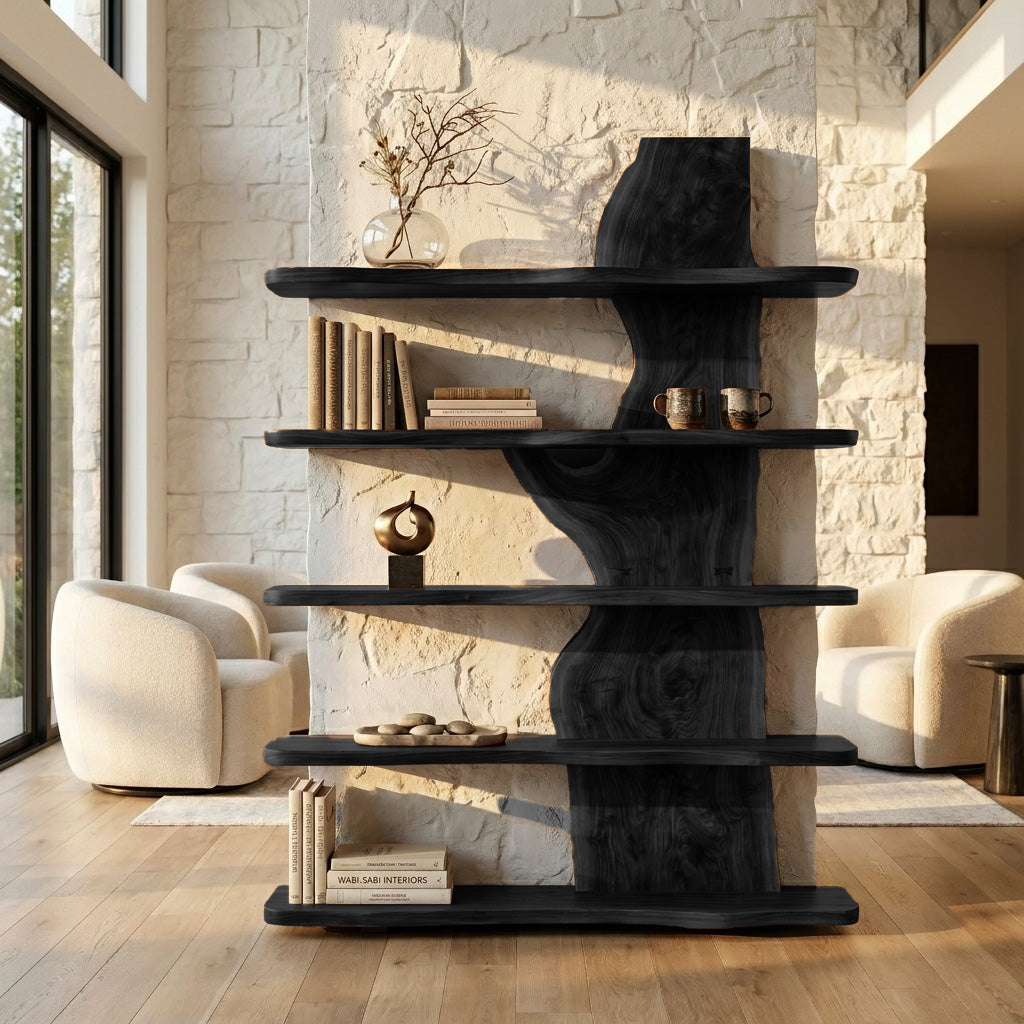 Handcrafted Natural Wood Standing Shelf For Home Storage - Image 4