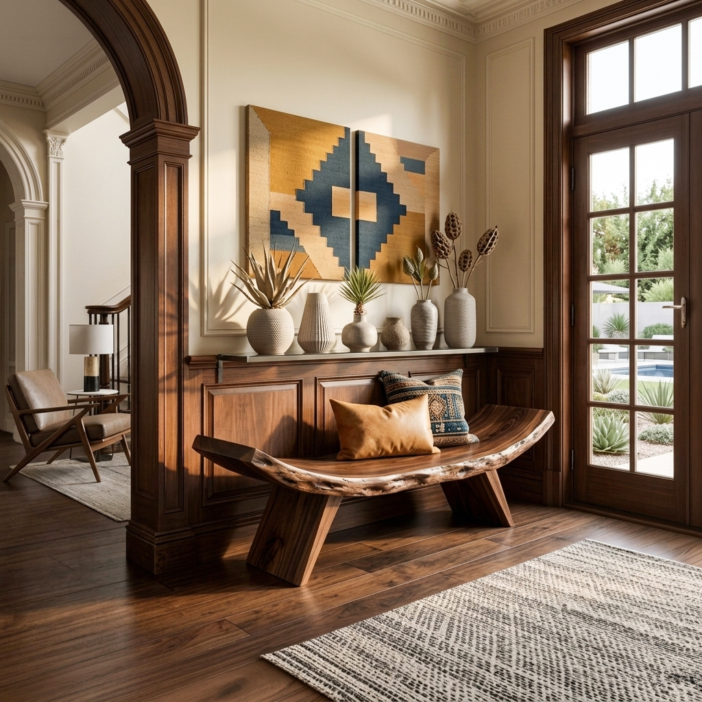 Rustic Live Edge Bench With Organic Curves For Entryway - Image 7