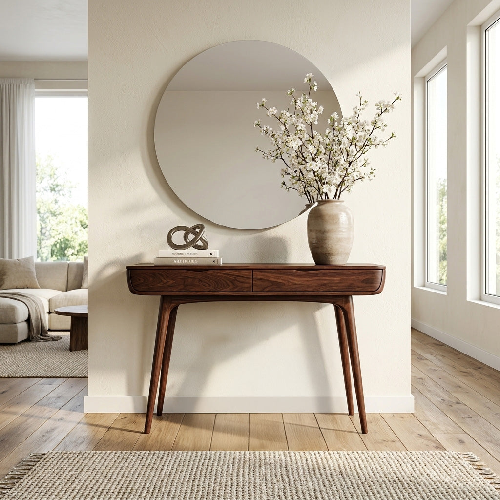 Mid Century Natural Wood Console Table For Hallway Decor - Image 7
