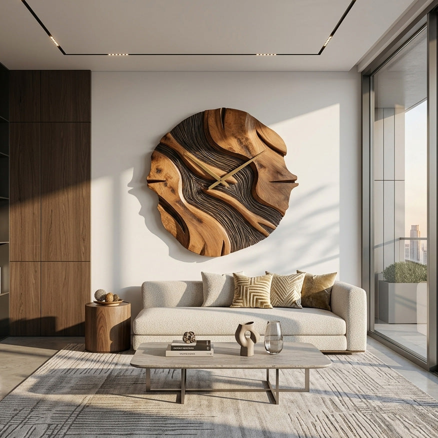 Organic Sculptural Wooden Wall Clock For Living Room - Image 3