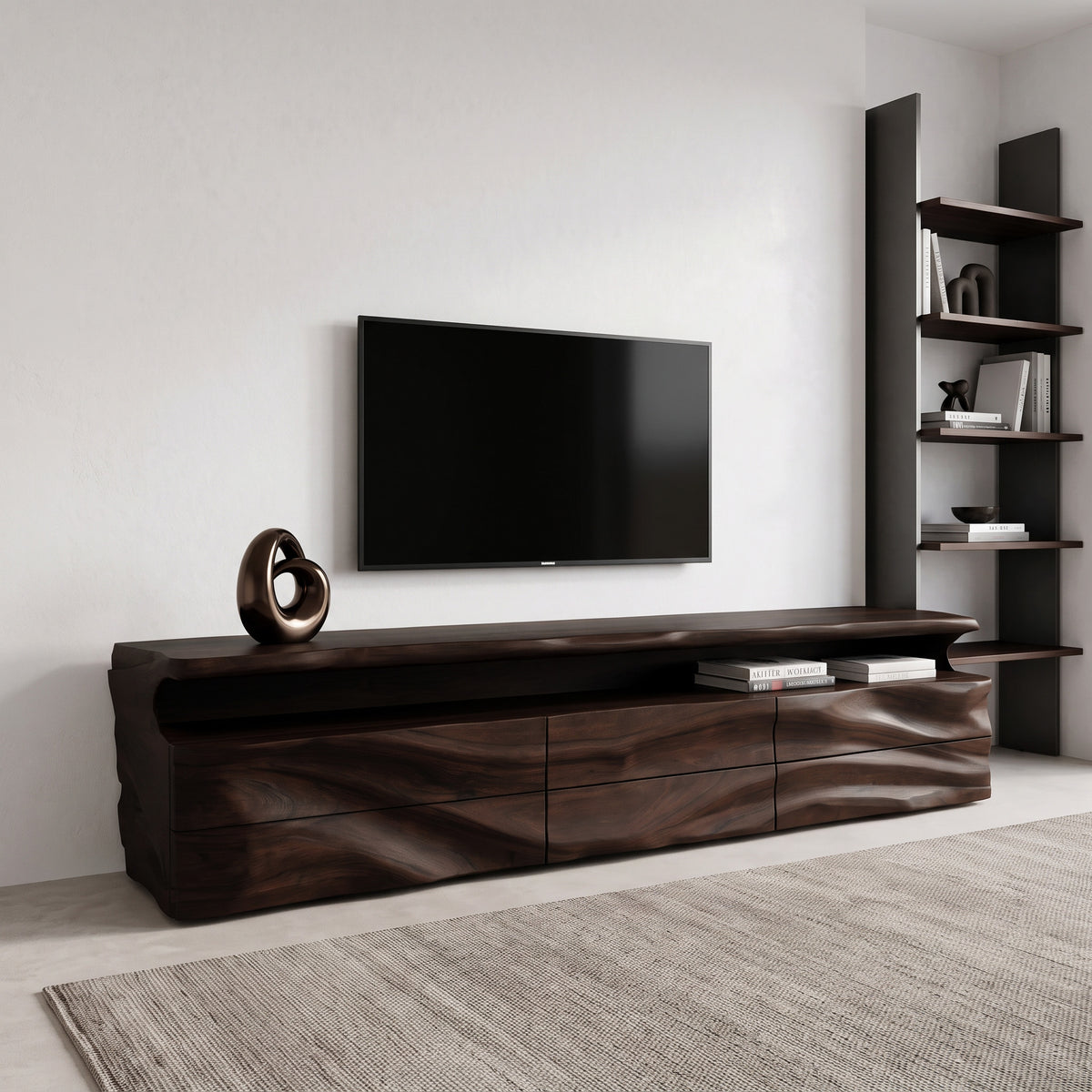 Modern TV Console With Shelf And Drawers For Living Room - Image 4