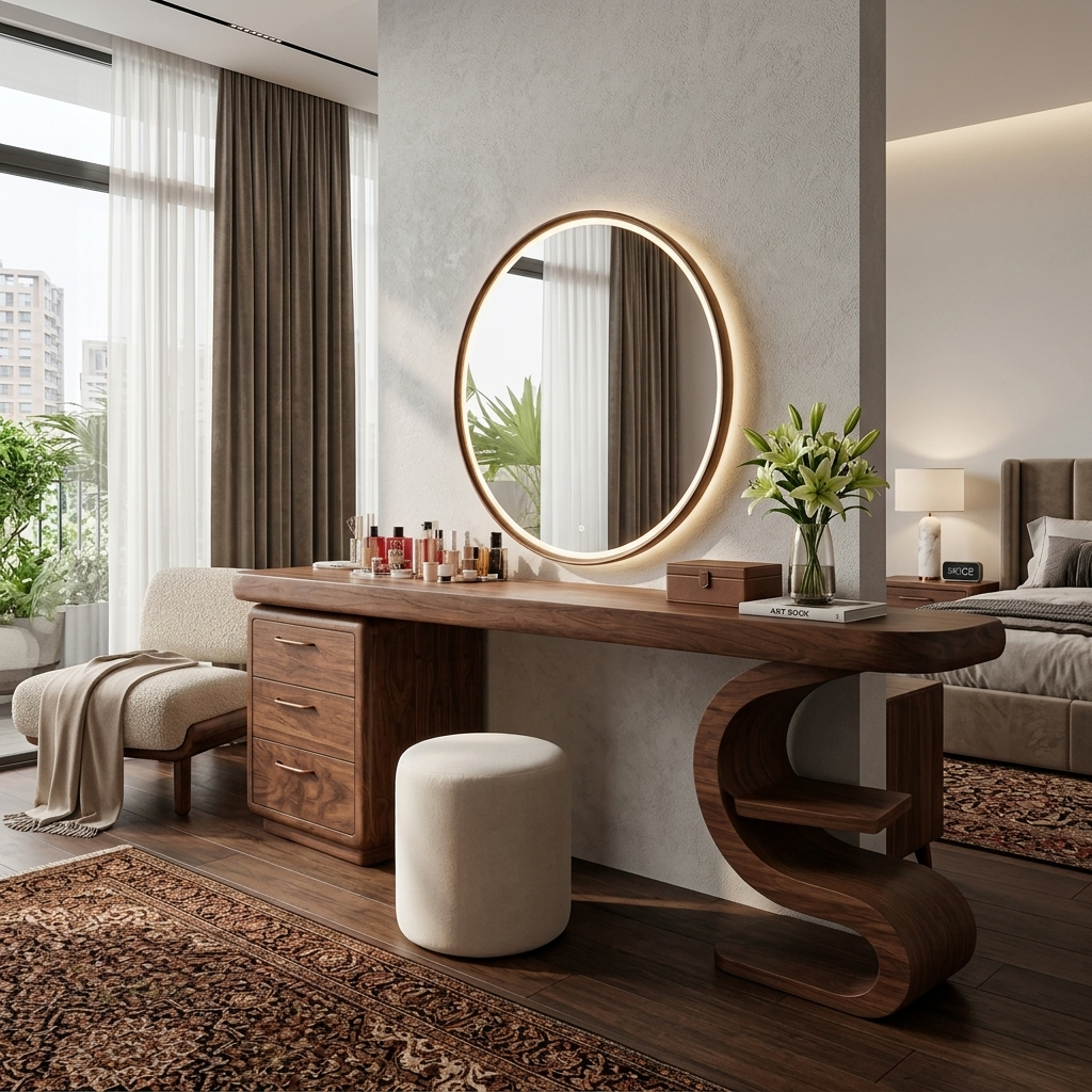 Modern Sculptural Vanity Table For Dressing Area - Image 7