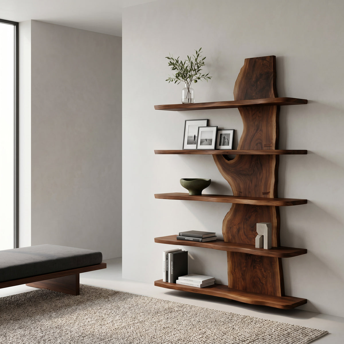 Handcrafted Natural Wood Standing Shelf For Home Storage - Image 7
