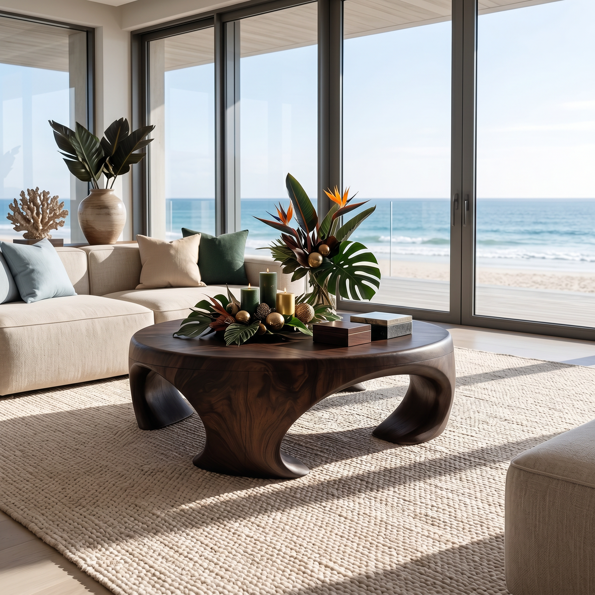 Farmhouse Wooden Coffee Table For Living Room Holiday Decoration - Image 7