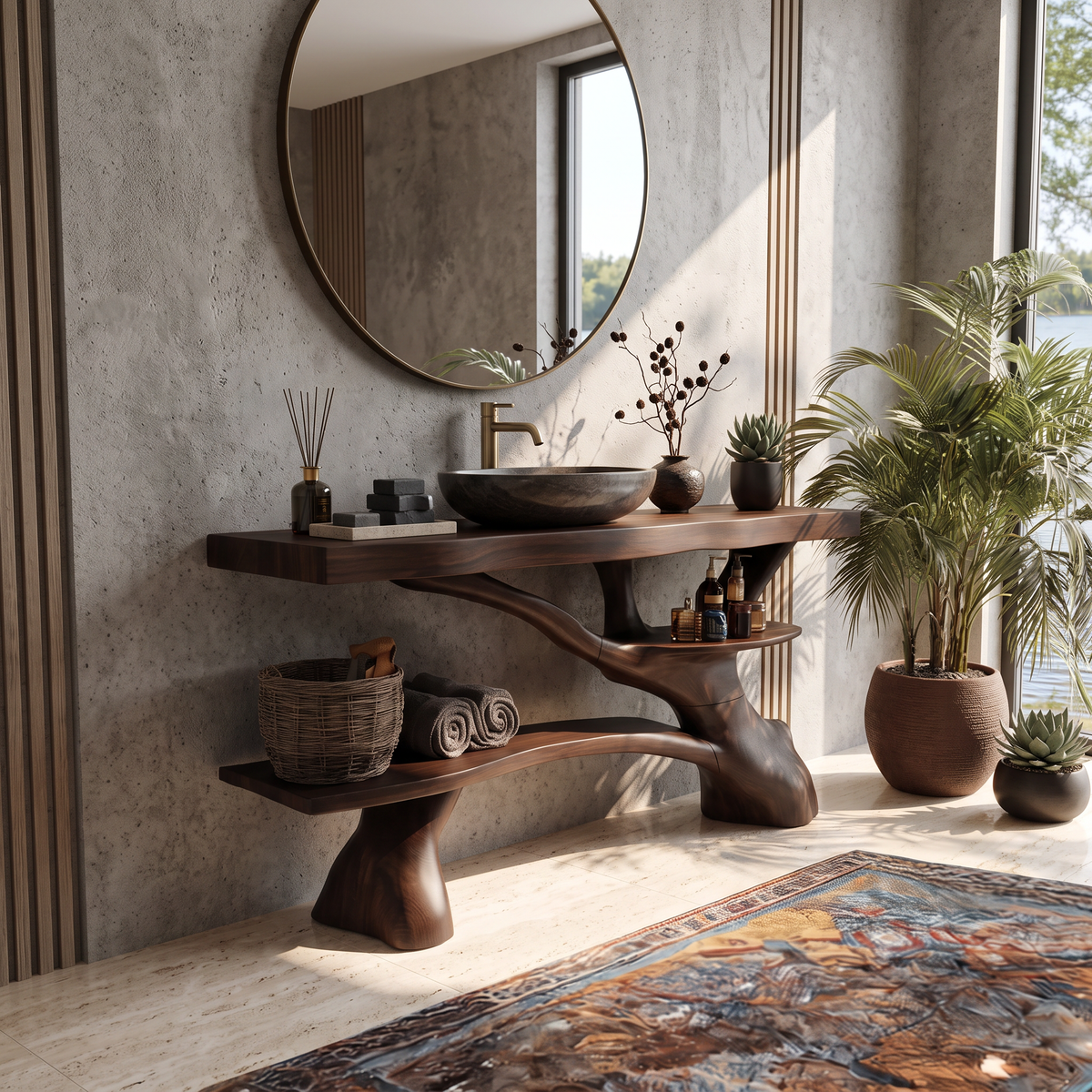 Modern Live Edge Tree Trunk Vanity For Contemporary Bathroom Furniture - Image 7
